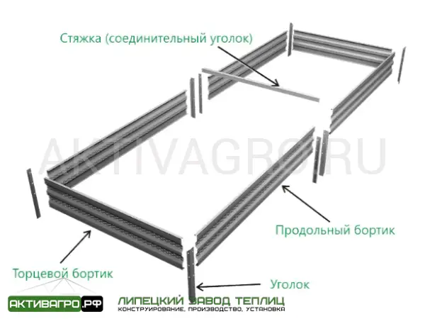 Комплект из 2 грядок для теплицы, длина 6 м Комплект из 2 грядок для теплицы, длина 6 м